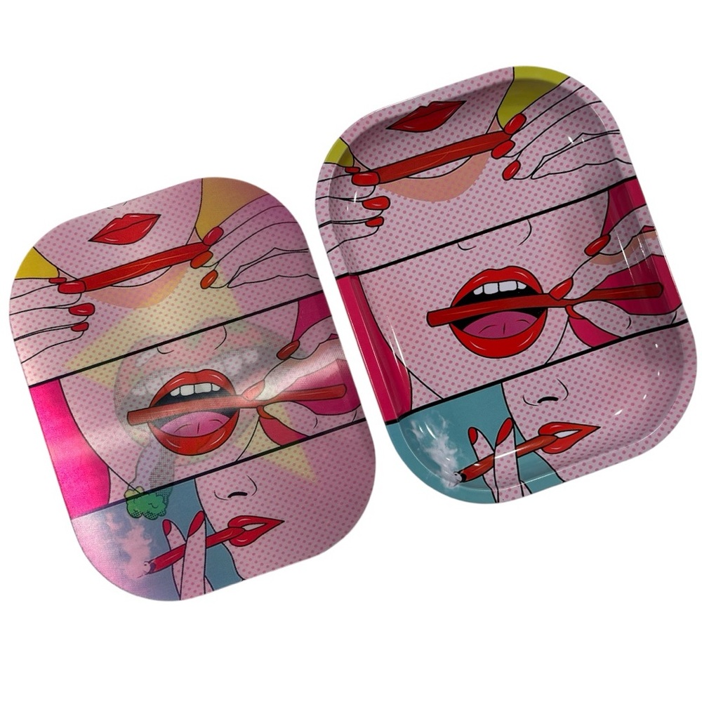 Pop Art Smoking Lips Metal Rolling Tray
